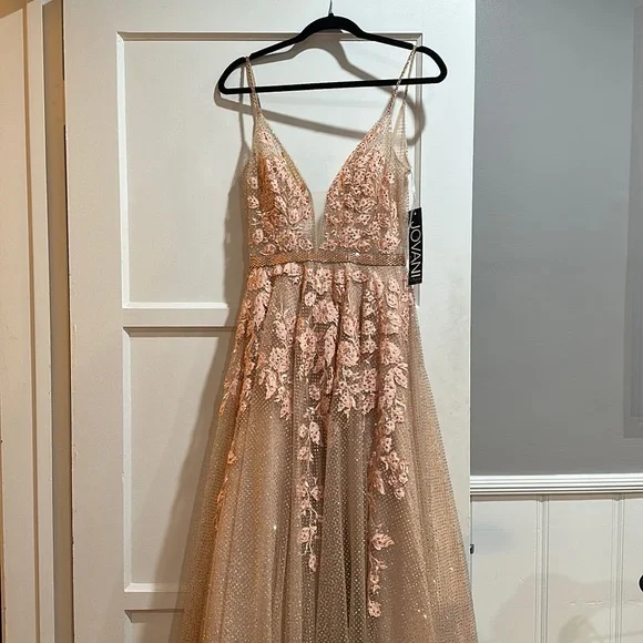 JVN by Jovani Womens Embellished Mermaid Evening Dress Pink 6